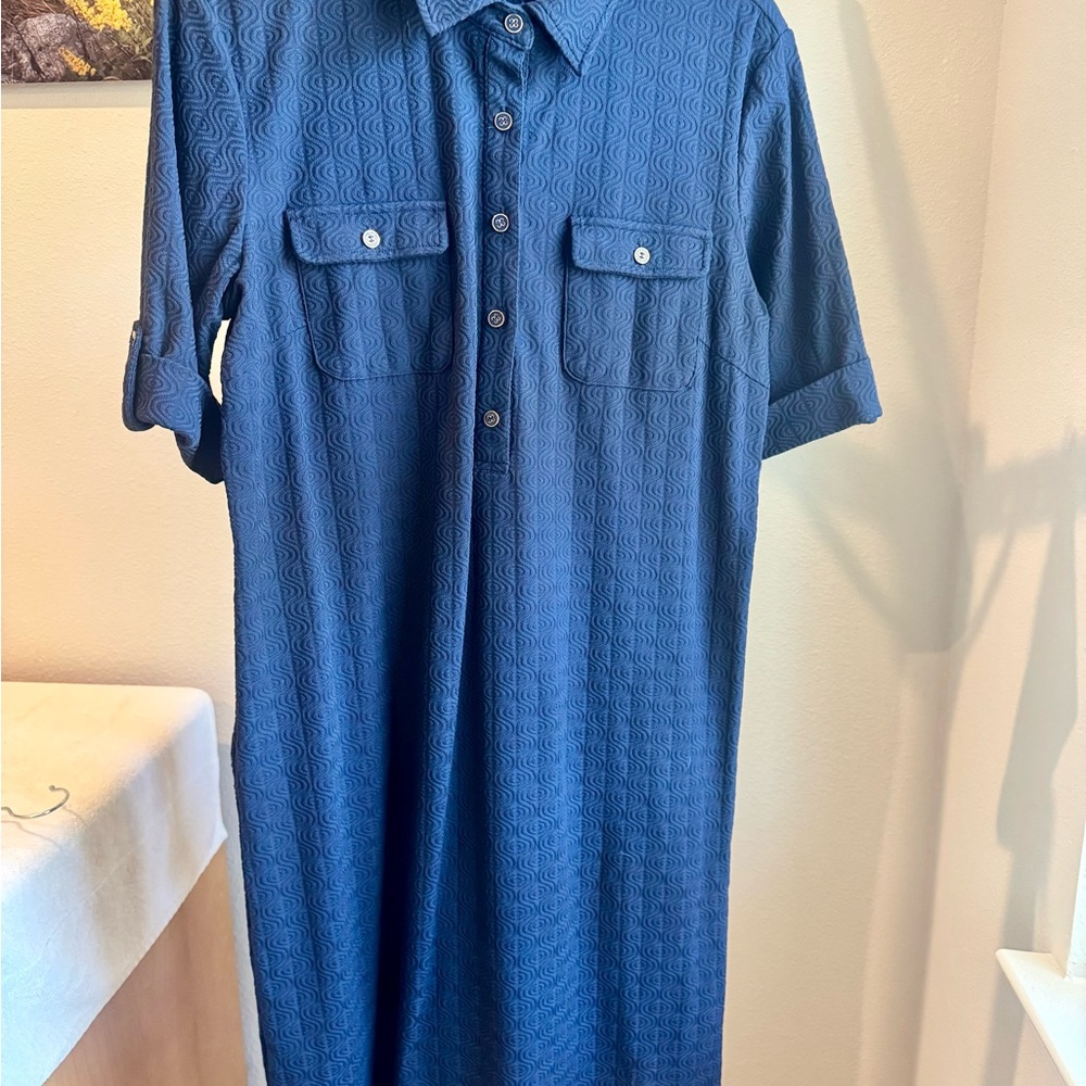 J. McLaughlin Women’s 3/4 Length Sleeve Dress in Deep Blue